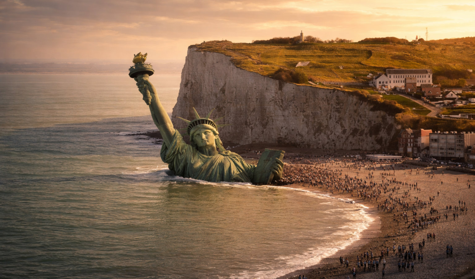 La statue de la Liberté retrouvée au pied des falaises de Mers-les-Bains
